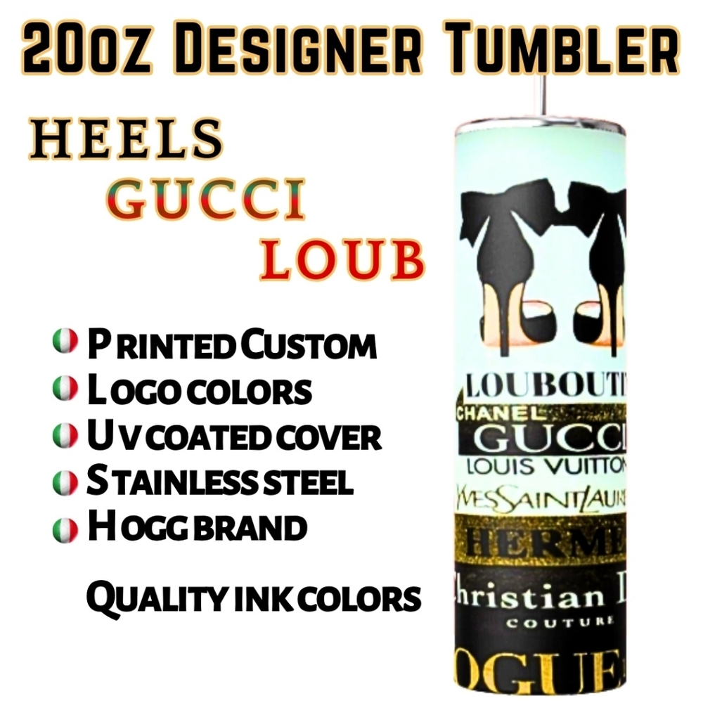 Custom Printed UV Coated Stainless Steel 20oz Tumbler Prada Chanel Gucci LV NWT